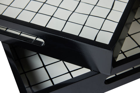 PIEROGI - VASSOI SET 1/2 QUADRETTI BIANCO E NERO