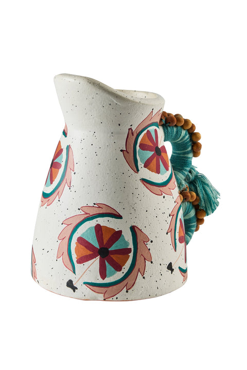 QUE TAL - VASO TERRACOTTA CON MANICO CON APPLICAZIONI TESSUTO