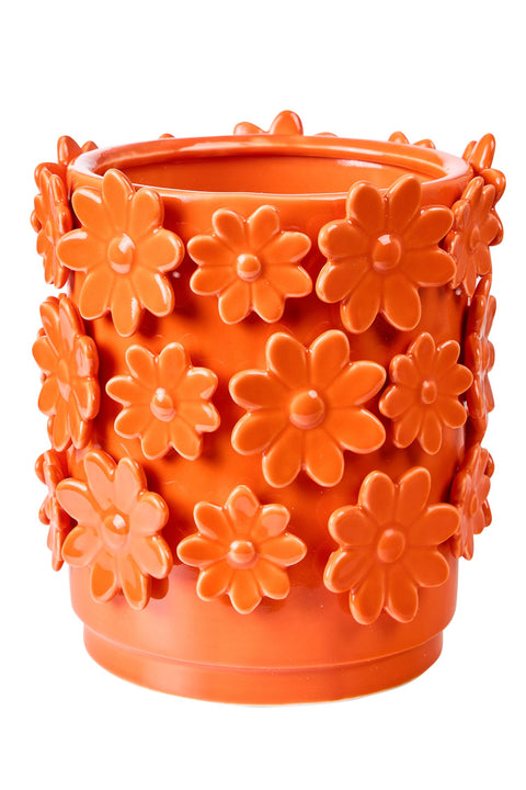 AMALFI - CERAMIC VASE WITH SINGLE-COLOR ORANGE DAISIES