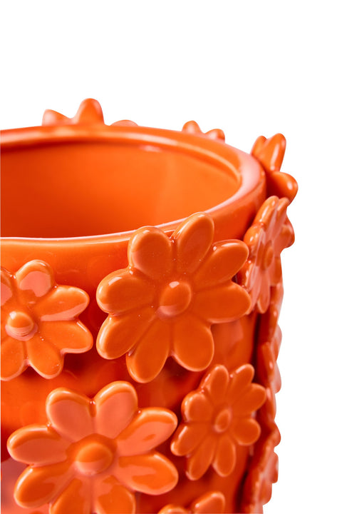 AMALFI - CERAMIC VASE WITH SINGLE-COLOR ORANGE DAISIES