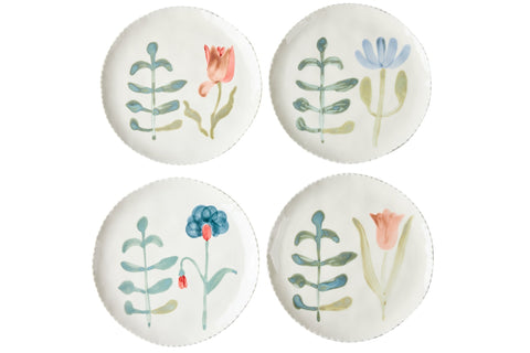 ARTEMISIA - PIATTI PIANI BORD.SMERLO FIORI DIPINTI A MANO 1/4ASS