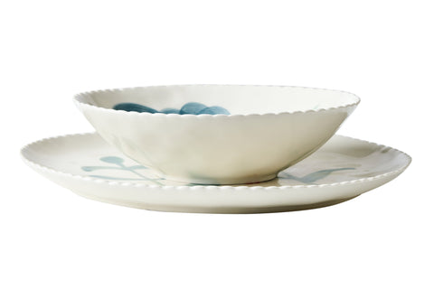 ARTEMISIA - PIATTI PIANI BORD.SMERLO FIORI DIPINTI A MANO 1/4ASS