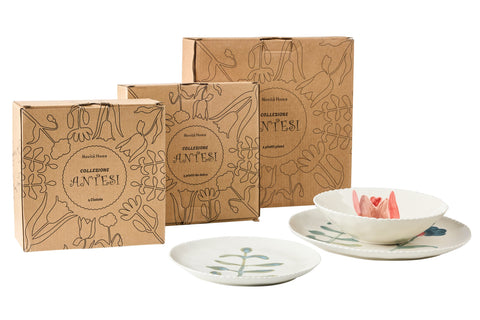 ARTEMISIA - PIATTI PIANI BORD.SMERLO FIORI DIPINTI A MANO 1/4ASS