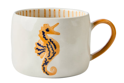 ATLANTIDE - TAZZA DIPINTA A MANO CAVALLUCCIO MARINO