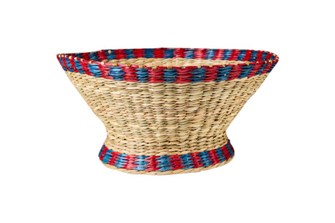 Cesta Alzatina con Bordo Rosso e Blu in Sea Grass - CUECA