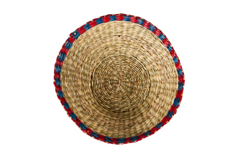 Cesta Alzatina con Bordo Rosso e Blu in Sea Grass - CUECA
