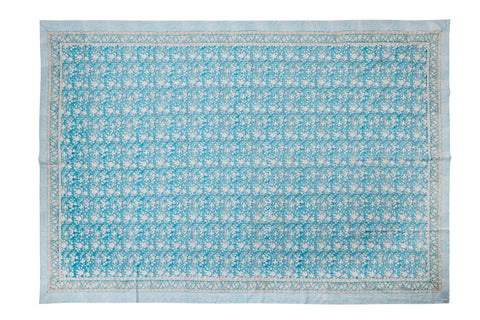 Mezzero Indiano VIESTE 180x270 cm - Cotone Azzurro Bianco