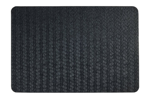 Straw - Placemate Rett.Ang.Stond. Simil Pelle Set 1/4 Nero