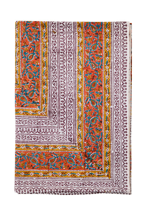 Mezzero Indiano BOSA 270x270 cm - Cotone Marrone Giallo Arancione
