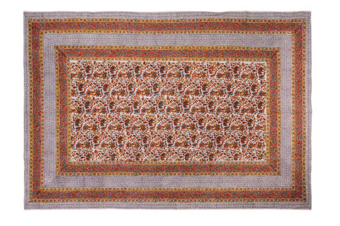 Mezzero Indiano BOSA 270x270 cm - Cotone Marrone Giallo Arancione