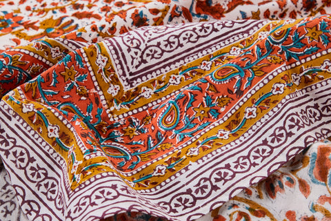Mezzero Indiano BOSA 270x270 cm - Cotone Marrone Giallo Arancione