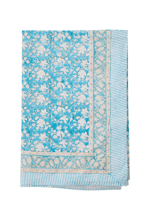 Mezzero Indiano VIESTE 270x270 cm - Cotone Azzurro Bianco