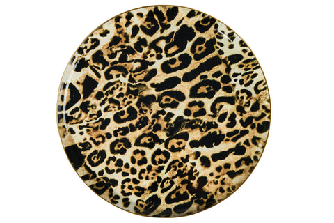 ALHOA - VASSOIO ROTONDO DISEGNO LEOPARDO