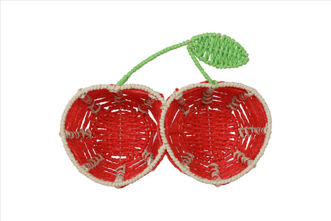 TARTE AUX CERISES - Cestino Decorativo a Forma di Ciliegie Rosso e Verde