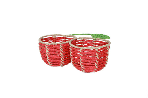 TARTE AUX CERISES - Cestino Decorativo a Forma di Ciliegie Rosso e Verde