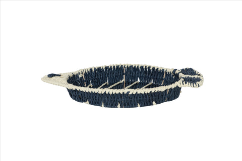 POISSON - Vassoio Decorativo a Forma di Pesce Blu con Motivo Lisca