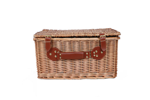 HYDE PARK - BROWN PICNIC BASKET SET FOR 2 PEOPLE WITH QUILT