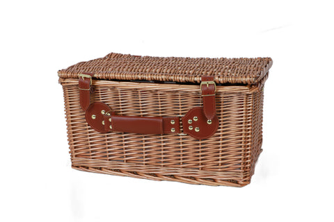 HYDE PARK - BROWN PICNIC BASKET SET FOR 2 PEOPLE WITH QUILT