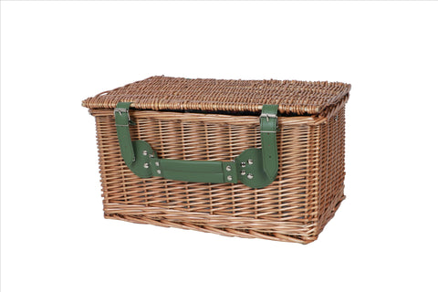 HYDE PARK - PICNIC BASKET SET FOR 2 PEOPLE GREEN QUILT FABRIC