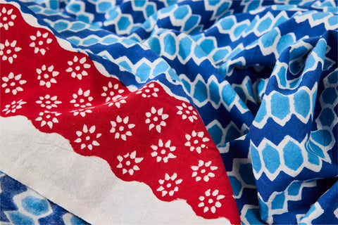 GALLIANO - COTTON TABLECLOTH 140X180 RED AND BLUE