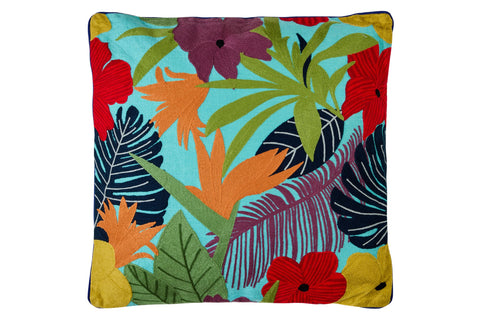 EMBROIDERY - CUSCINO RICAMATO A MANO STERLIZIE E HIBISCUS