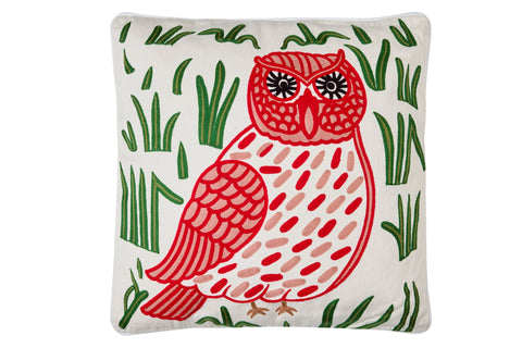 EMBROIDERY - CUSCINO GUFO ROSSO