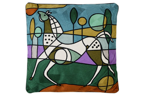 EMBROIDERY - CUSCINO DISEGNO CAVALLO CUBISMO