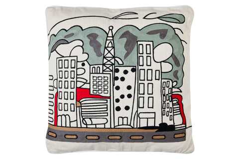 EMBROIDERY - CUSCINO SKYLINE STILIZZATO