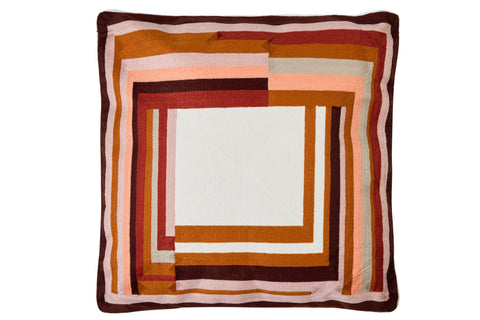 EMBROIDERY - CUSCINO PALETTE CARAMELLO ROSA ANTICO PANNA