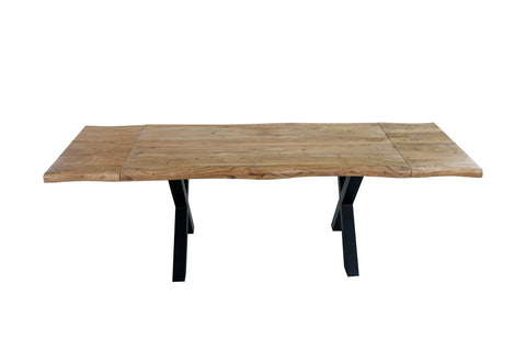 LEEDS - TAVOLO ACACIA CON PROLUNGHE DA 40 CM