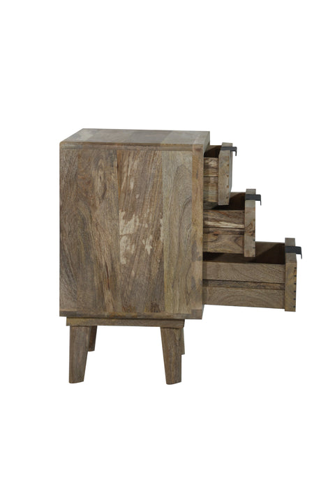 LEEDS - COMODINO 3 CASSETTI CON LINEE DECORATIVE