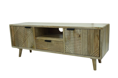 LEEDS - PORTA TV CON CASSETTI CON LINEE DECORATIVE