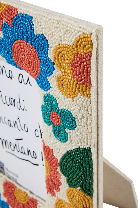 PEHOE – PORTA FOTO PERLINE GERBERE MULTICOLOR FATTO A MANO