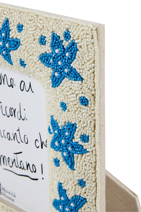 PEHOE – PORTA FOTO PERLINE STELLE MARINE AZZURRE FATTE A MANO