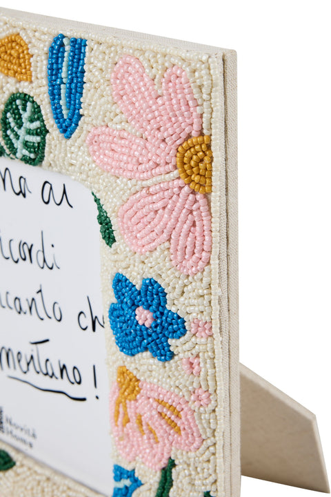 PEHOE – PORTA FOTO PERLINE PETALI MULTICOLOR FATTO A MANO