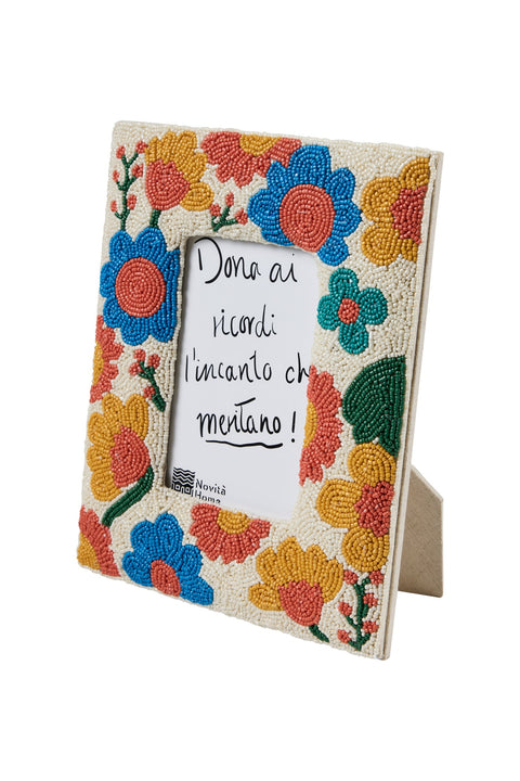 PEHOE – PORTA FOTO PERLINE GERBERE MULTICOLOR FATTO A MANO
