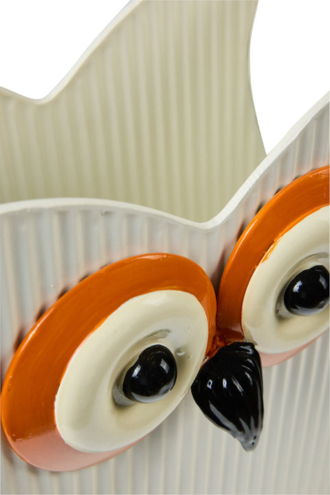 LUCKY - CACHET POT GUFO BIANCO CONTORNO OCCHI ORANGE