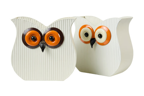 LUCKY - CACHET POT GUFO BIANCO CONTORNO OCCHI ORANGE