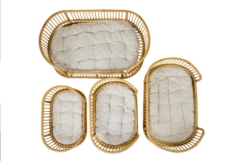 RUSH WEAVES - SET 1/4 CUCCE RATTAN NATURALE CON CUSCINO