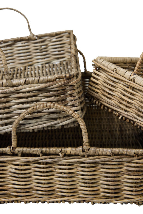 RUSH WEAVES – SET 3 VASSOI RETTANGOLARI IN RATTAN CON MANICI