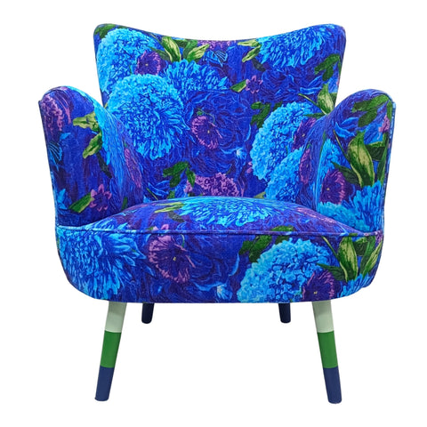 ORTENSIA - POLTRONA VELLUTO ORTENSIE BLU