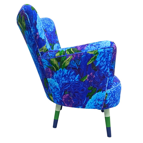 ORTENSIA - POLTRONA VELLUTO ORTENSIE BLU