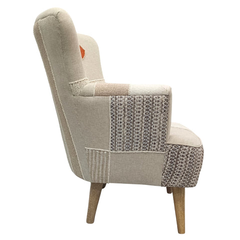 HAIDI - POLTRONA BEIGE CON RICAMI VOLTO MUCCA