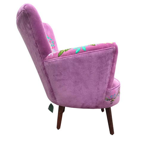 ANTHEA - POLTRONA COLOR GLICINE CON FIORI RICAMATI