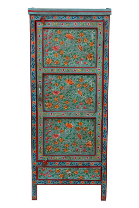 FRIDA - MOBILE AZZURRO CON CASSRTTO FIORI AZZURRI BORDO ROSSO