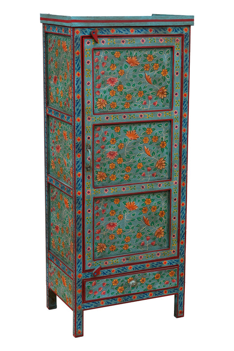 FRIDA - MOBILE AZZURRO CON CASSRTTO FIORI AZZURRI BORDO ROSSO