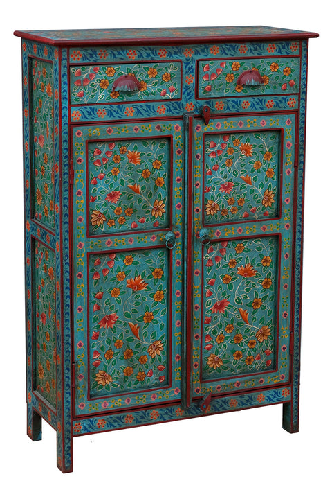 FRIDA - CABINET 2 SPORTELLI 2 CASSETTIO FIORI BORDO ROSSO