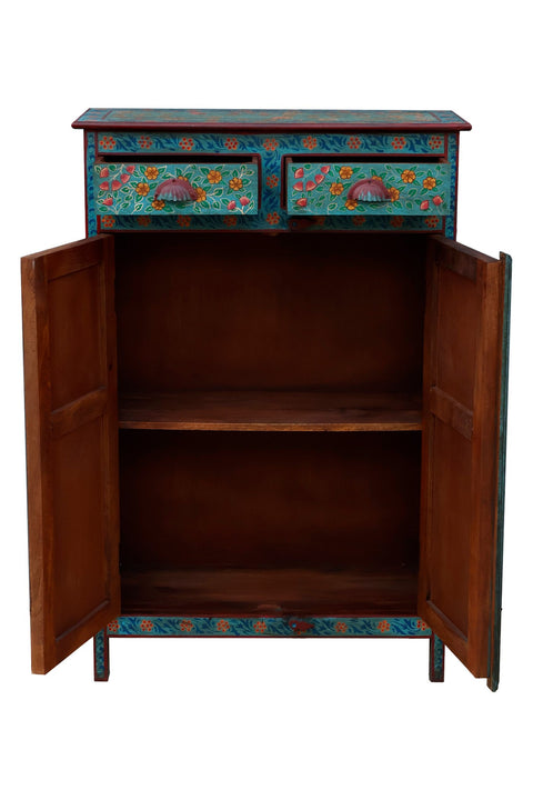 FRIDA - CABINET 2 SPORTELLI 2 CASSETTIO FIORI BORDO ROSSO