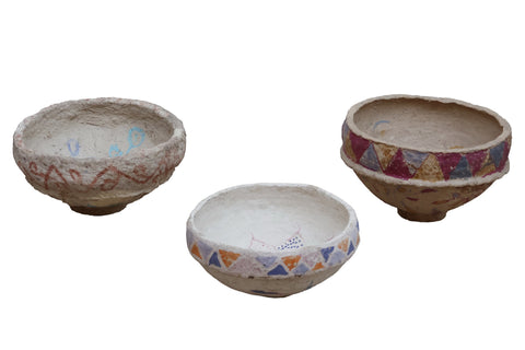 BOWL - CIOTOLE IN PAPERMACHE CON DISEGNI ASS.TI