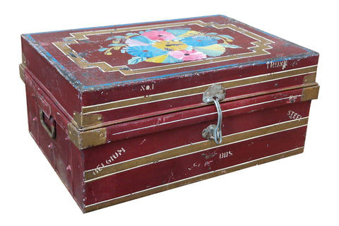 BAULE DECORATO ORIGINALE METALLO